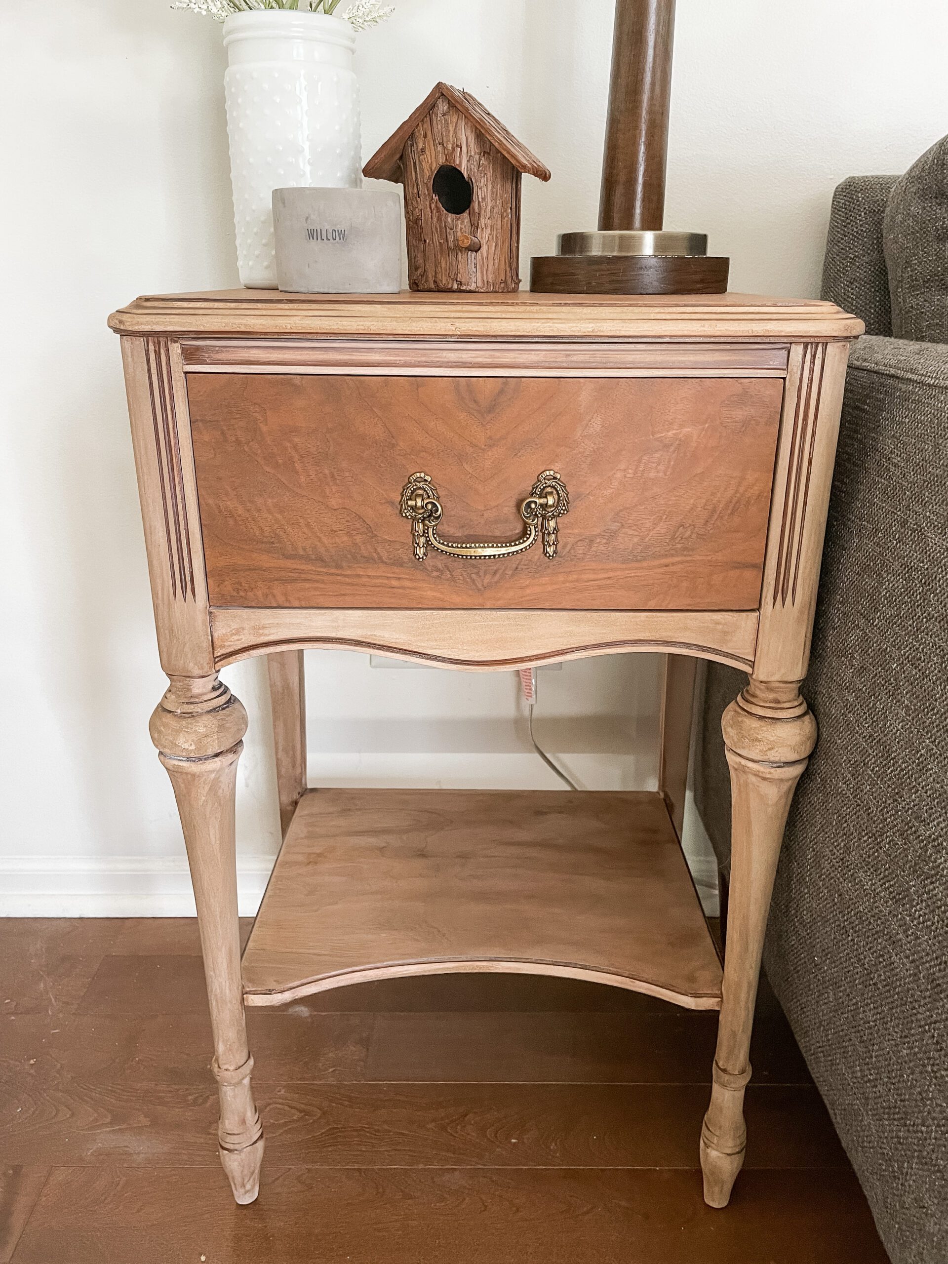 tan wash refinished end table